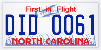 NC license plate DID0061