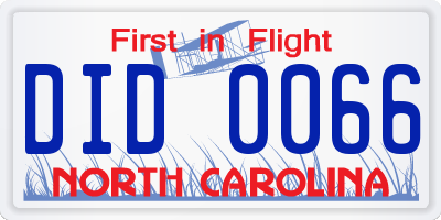 NC license plate DID0066