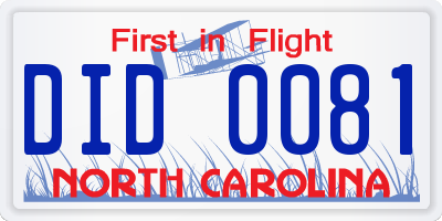 NC license plate DID0081