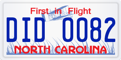 NC license plate DID0082