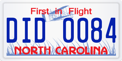 NC license plate DID0084