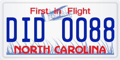 NC license plate DID0088