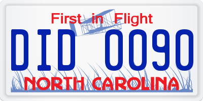 NC license plate DID0090