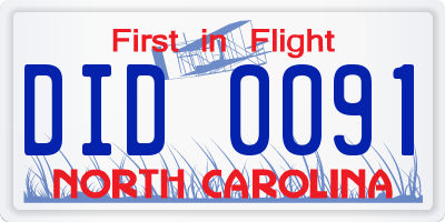 NC license plate DID0091