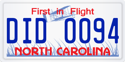 NC license plate DID0094
