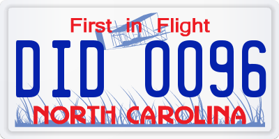 NC license plate DID0096