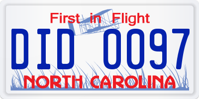 NC license plate DID0097