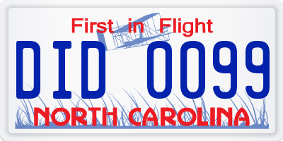 NC license plate DID0099