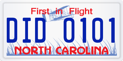 NC license plate DID0101