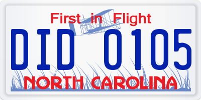 NC license plate DID0105