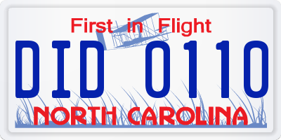 NC license plate DID0110