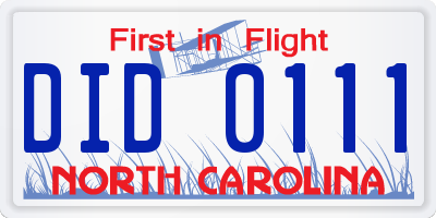 NC license plate DID0111