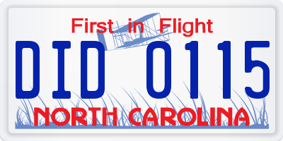 NC license plate DID0115