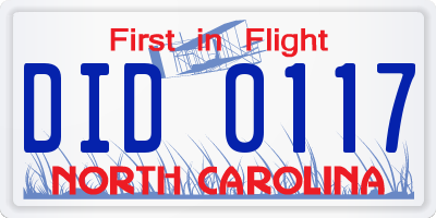 NC license plate DID0117