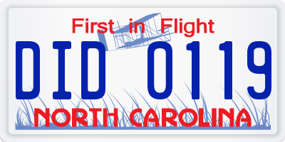 NC license plate DID0119