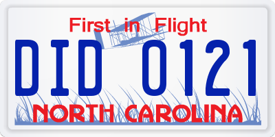 NC license plate DID0121