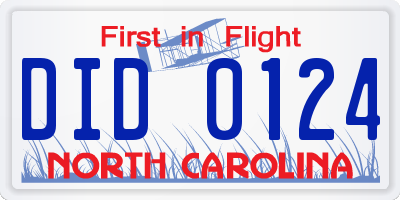 NC license plate DID0124