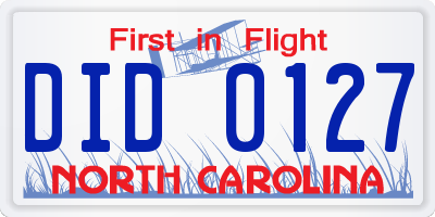 NC license plate DID0127