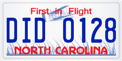 NC license plate DID0128