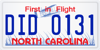 NC license plate DID0131