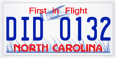 NC license plate DID0132