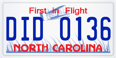 NC license plate DID0136