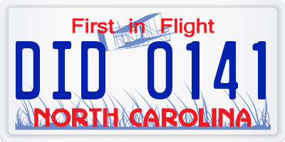 NC license plate DID0141
