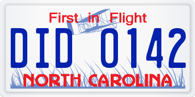 NC license plate DID0142