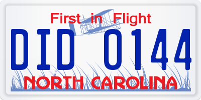 NC license plate DID0144