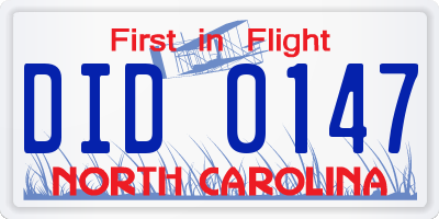 NC license plate DID0147