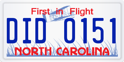 NC license plate DID0151