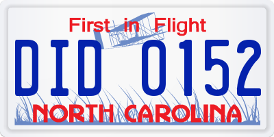 NC license plate DID0152