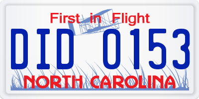 NC license plate DID0153
