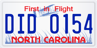 NC license plate DID0154