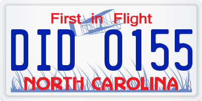 NC license plate DID0155