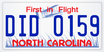NC license plate DID0159