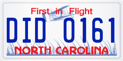 NC license plate DID0161