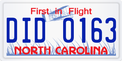 NC license plate DID0163