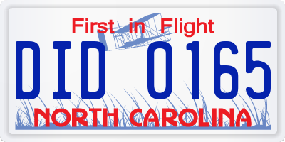 NC license plate DID0165