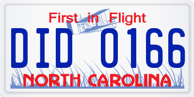 NC license plate DID0166