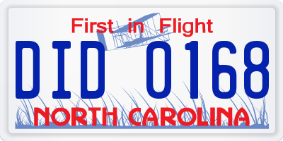 NC license plate DID0168