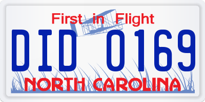 NC license plate DID0169
