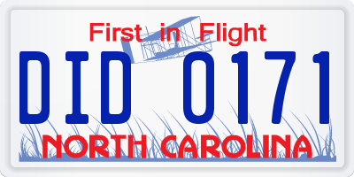 NC license plate DID0171