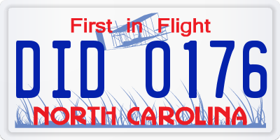 NC license plate DID0176