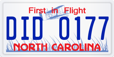 NC license plate DID0177