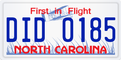 NC license plate DID0185