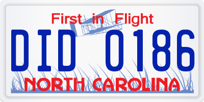 NC license plate DID0186