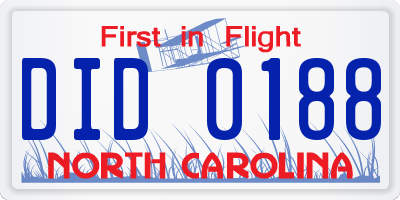 NC license plate DID0188