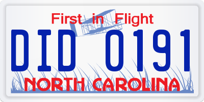 NC license plate DID0191
