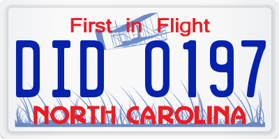 NC license plate DID0197